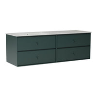 Dark green four-drawer dresser with a smooth, light-colored top and minimalist design. Perfect for modern decor.