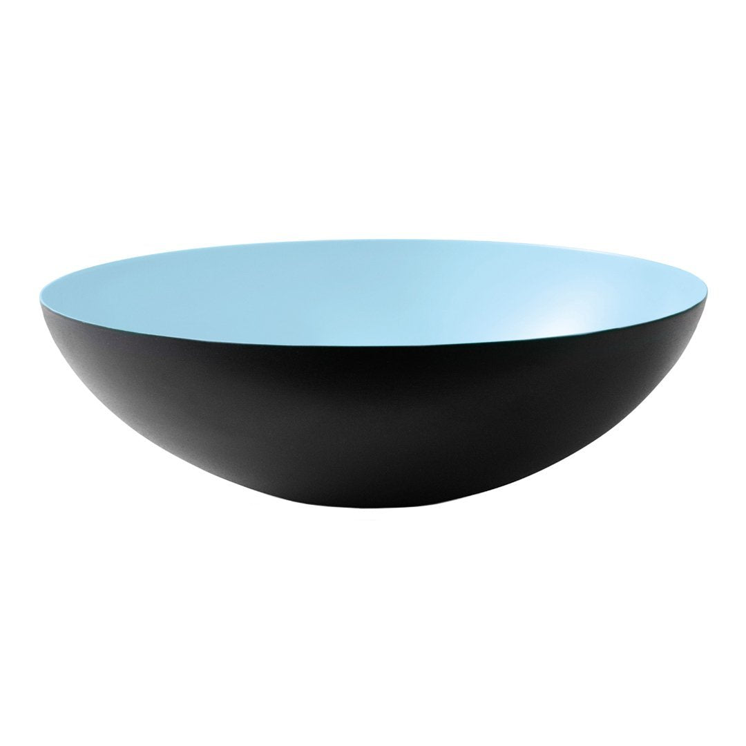 Black and light blue bowl with a smooth, modern design, featuring a matte black exterior and glossy blue interior.