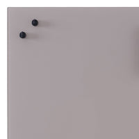Soft gray surface with two contrasting black knobs for a modern, minimalist look. Perfect for contemporary decor.