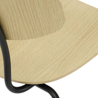 Light wood grain pattern with smooth, curved edges and black metal accents. Modern and minimalist design elements.