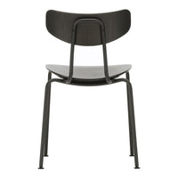 Back view of a sleek black chair with smooth surfaces and a minimalist design. Modern aesthetic for any space.
