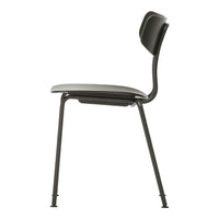 Modern black chair with a sleek, minimalist design and a gray seat, perfect for contemporary spaces.