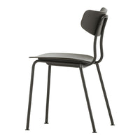 Simple black chair with a smooth, matte finish and minimalist design. Versatile for modern decor.