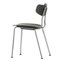 Sleek chrome chair with a minimalist design featuring a gray seat and backrest, perfect for modern interiors.