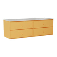 Light yellow dresser with four spacious drawers and a sleek white top, offering a modern and vibrant look.