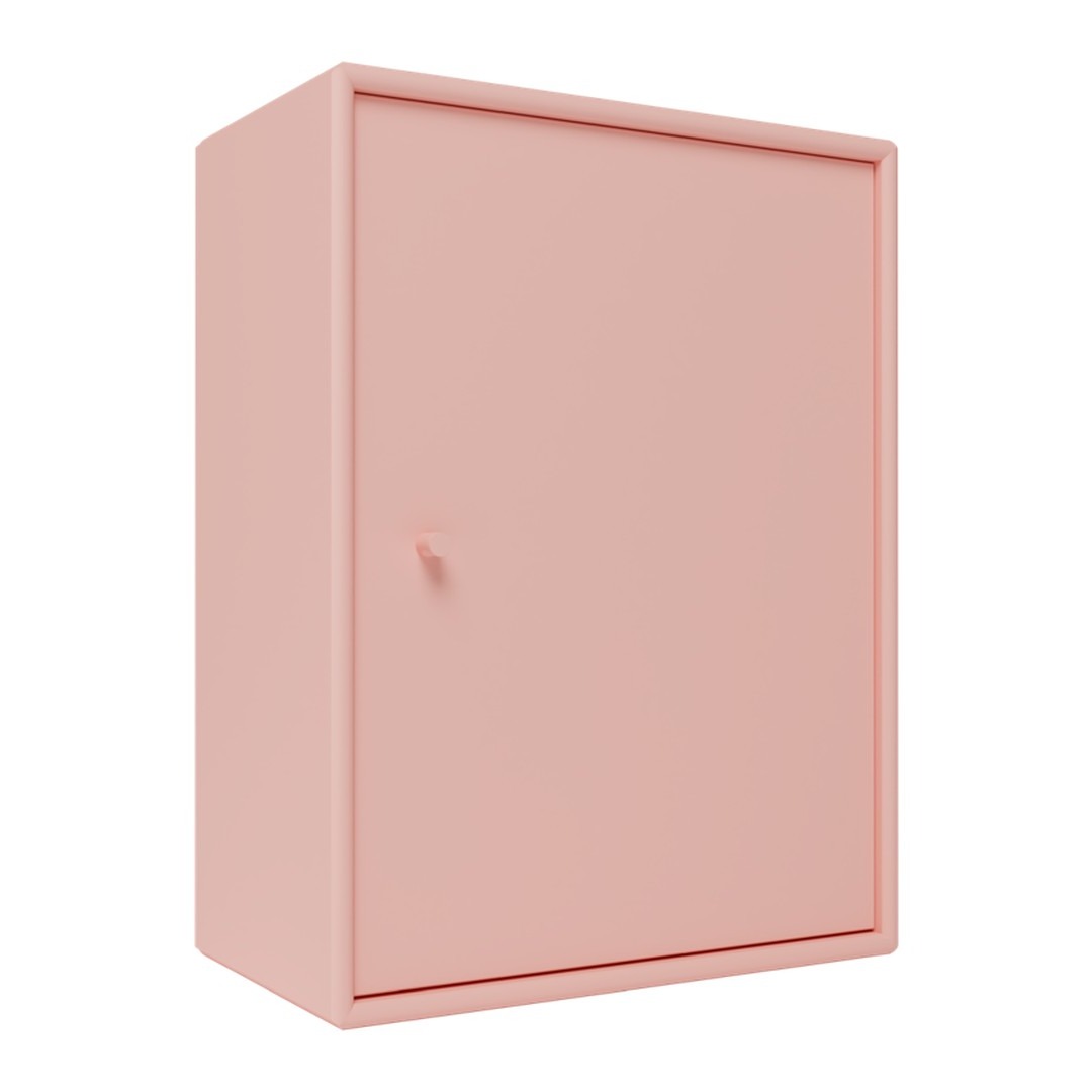 Blush pink cabinet with a smooth, solid surface and minimalist design, perfect for modern decor.