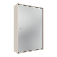 Beige wall-mounted cabinet with a sleek mirror front, perfect for modern decor.