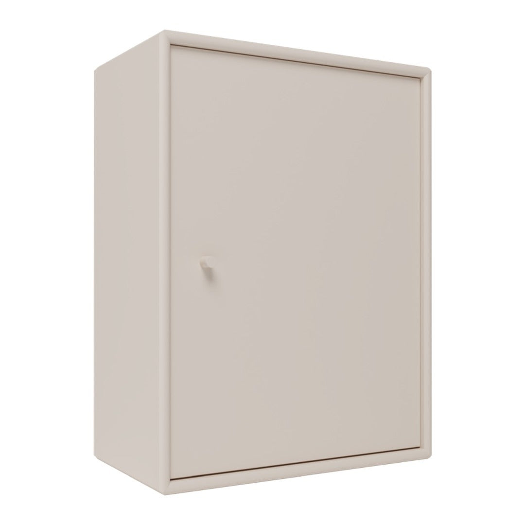 Beige wall cabinet with a smooth, matte finish and minimalist design. Simple and modern storage solution.