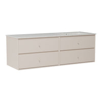 Light beige dresser with four spacious drawers and minimalistic design, complementing various decor styles.