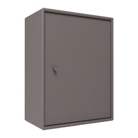 Matte taupe cabinet with a minimalist design, featuring a smooth surface and a simple knob. Perfect for modern decor.