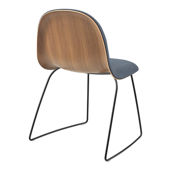 Gubi 3D Dining Chair - Sledge Base Stackable - Front Upholstered - Wood Shell