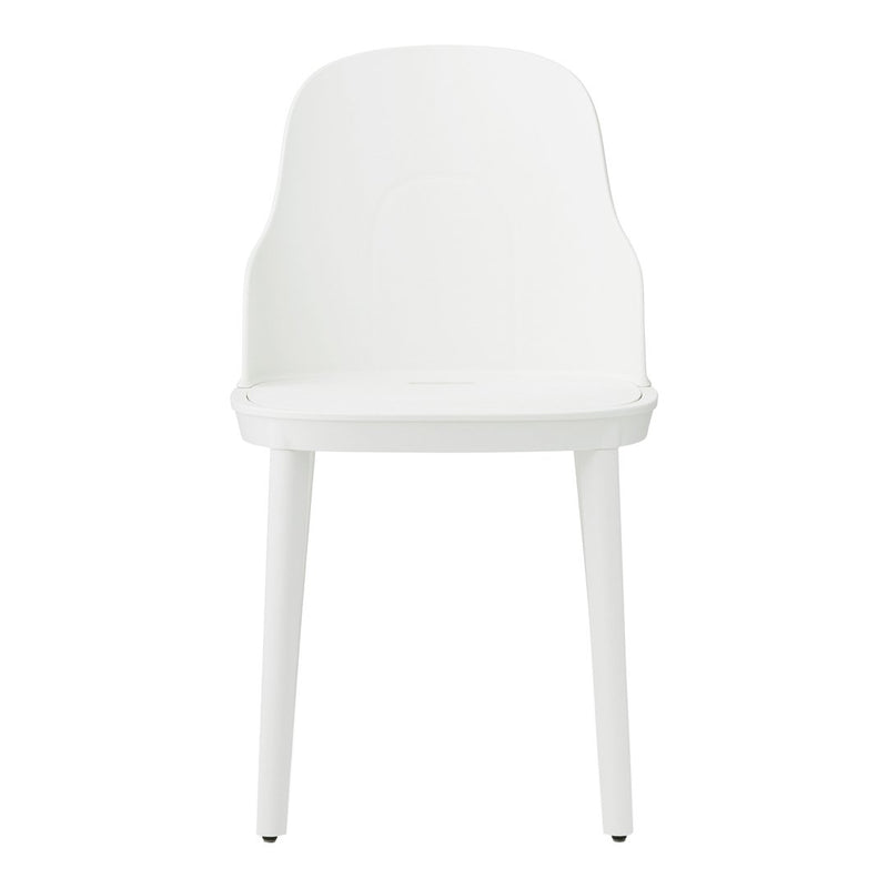 White, modern chair with a smooth finish and simple, minimalist design. Ideal for contemporary spaces.