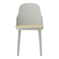 Light gray chair with a smooth finish and a contrasting yellow seat in a minimalist design.