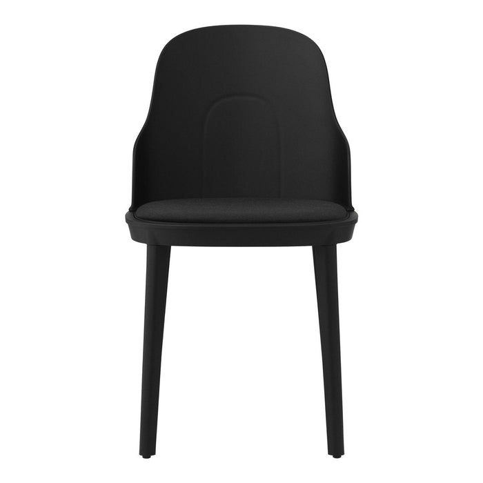Sleek black chair with a smooth matte finish and minimalist design, perfect for modern interiors.