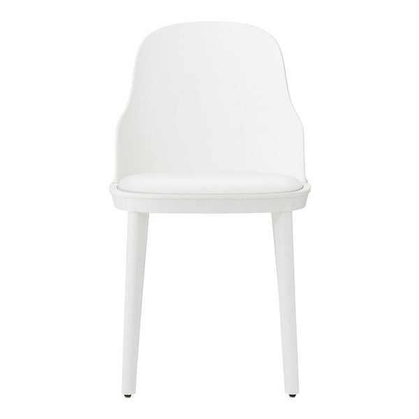 Minimalist white chair with a smooth, solid finish and sleek design, perfect for modern interiors.