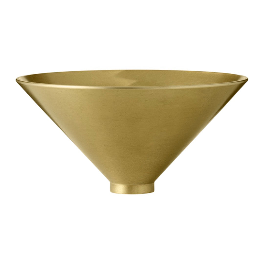 Brushed gold cone-shaped bowl with a smooth, metallic finish and a modern design. Perfect for contemporary décor.