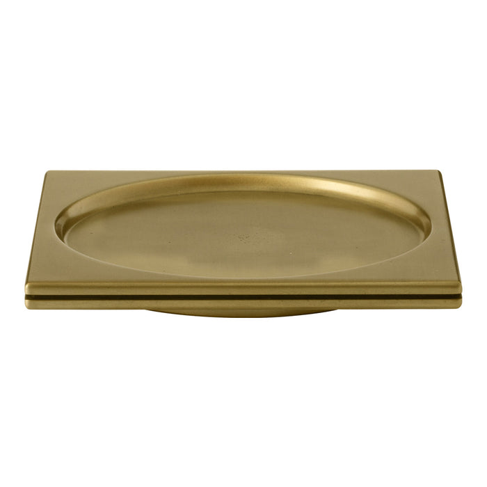 Gold rectangular platter with a smooth, shiny surface and subtle raised edges, ideal for elegant dining settings.