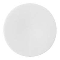 White circular plate with a smooth, glossy finish and clean, minimalist design. Perfect for modern dining.