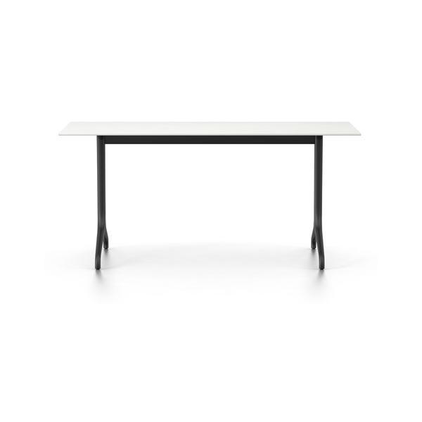 Minimalist white tabletop with sleek black legs, perfect for modern decor. Ideal for home or office use.