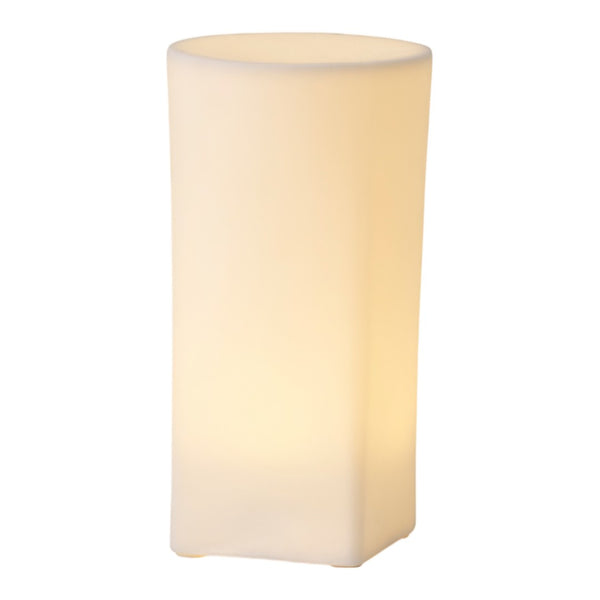 Sleek, white cylindrical lamp with a smooth, matte finish, perfect for modern decor.