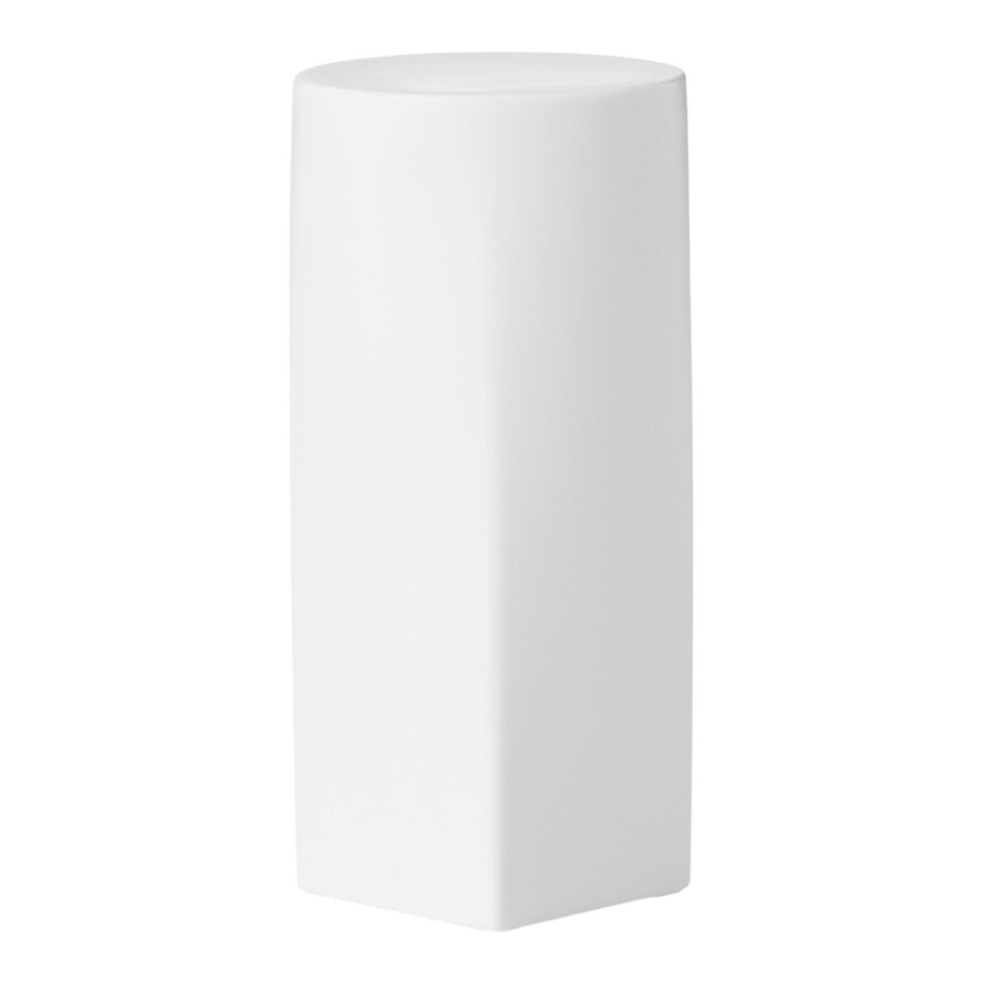 Sleek, modern white pedestals with a smooth finish, perfect for showcasing decor items. Ideal for minimalist spaces.