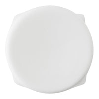 "Simple white round lid with a smooth, glossy finish, featuring subtle curved edges."