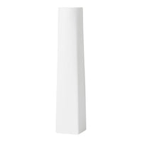 Sleek white decorative vase with a minimalist design and smooth, geometric shape. Perfect for modern decor.