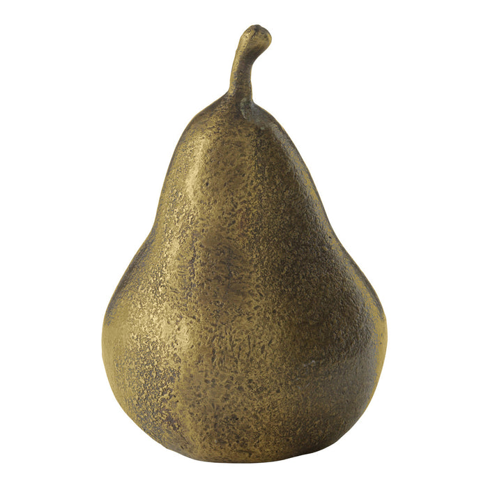 Bronze pear decor piece with a textured finish, highlighting rich golden hues and organic shapes. Perfect for stylish accents.