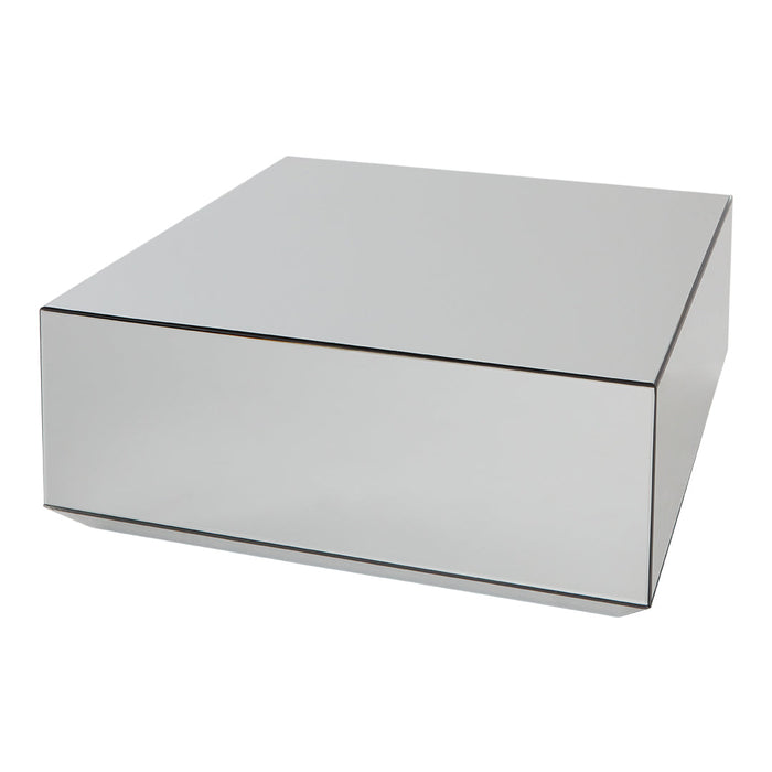 Glossy silver mirrored storage box with a sleek, reflective surface and clean rectangular design.