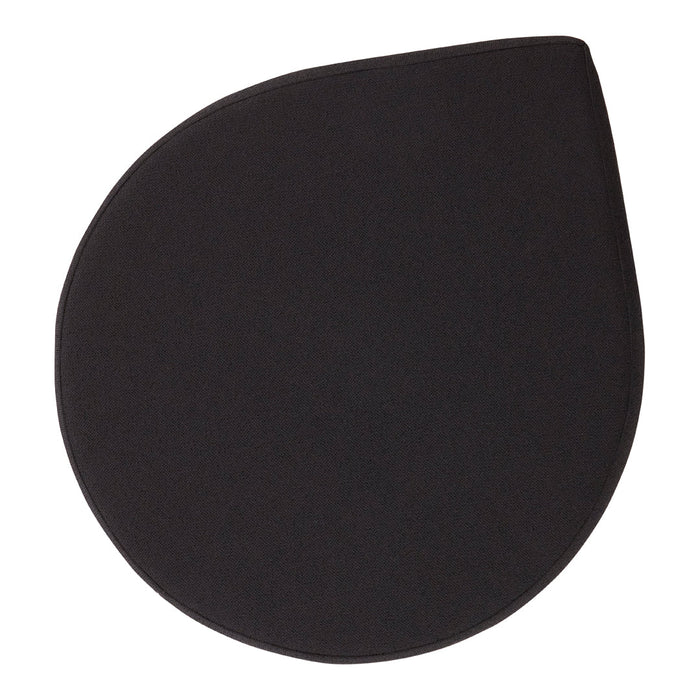 Black abstract placemat with a smooth, modern shape and minimalist design. Perfect for contemporary dining decor.
