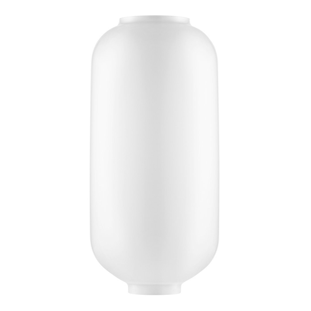 White cylindrical vase with a smooth, minimalistic design, perfect for modern decor.