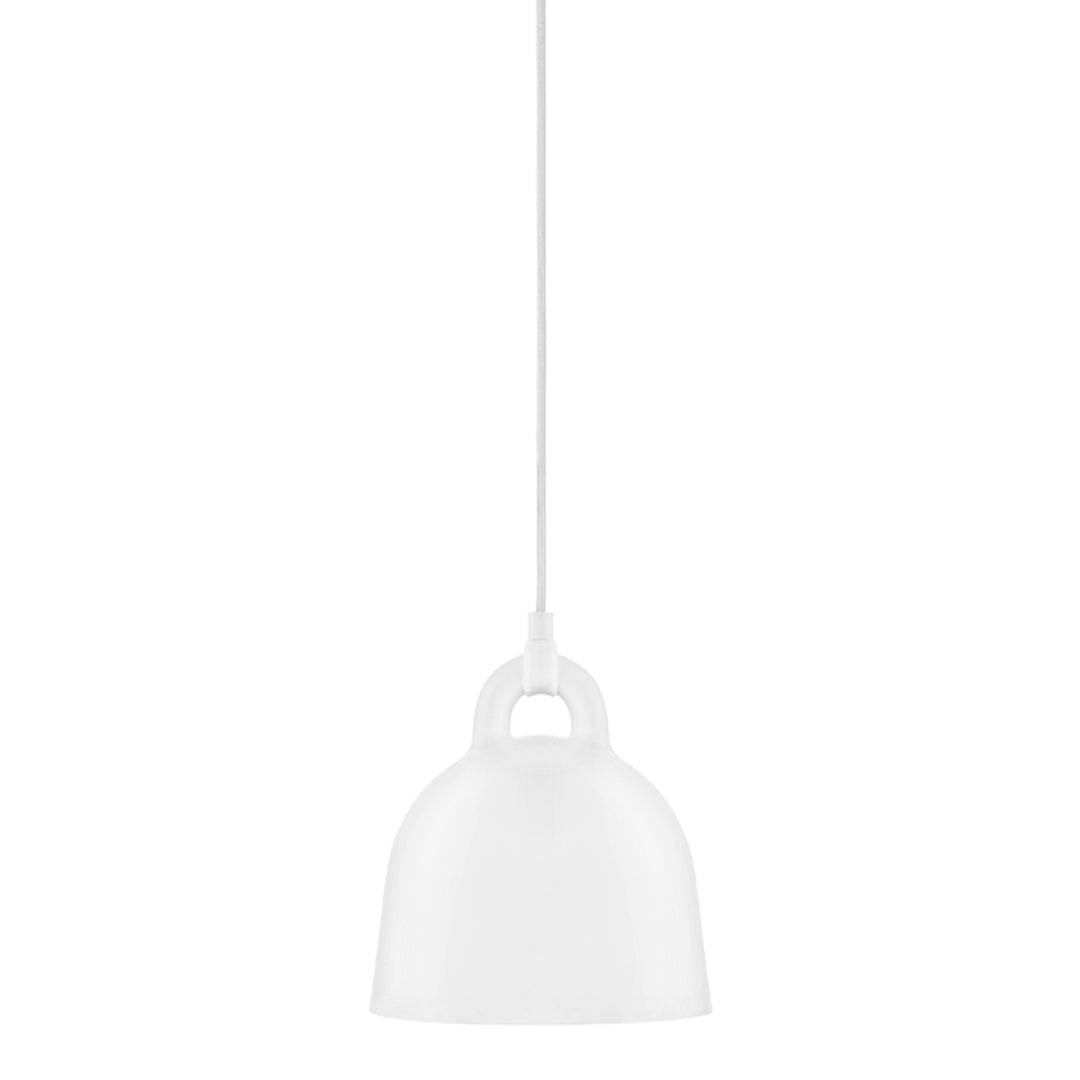 White pendant lamp with a smooth, glossy finish and simple, modern design. Ideal for contemporary decor.