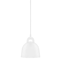 White pendant lamp with a smooth, glossy finish and simple, modern design. Ideal for contemporary decor.