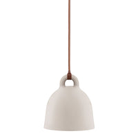 "Smooth white ceramic pendant lamp with a minimalist design and brown cord."