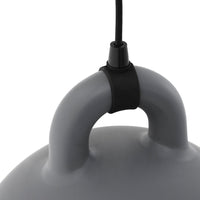 Gray pendant light with a smooth, minimalist design and a black accent for a modern aesthetic.