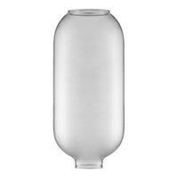 Clear glass vase with a smooth, cylindrical shape and subtle curvature, perfect for minimalist decor.