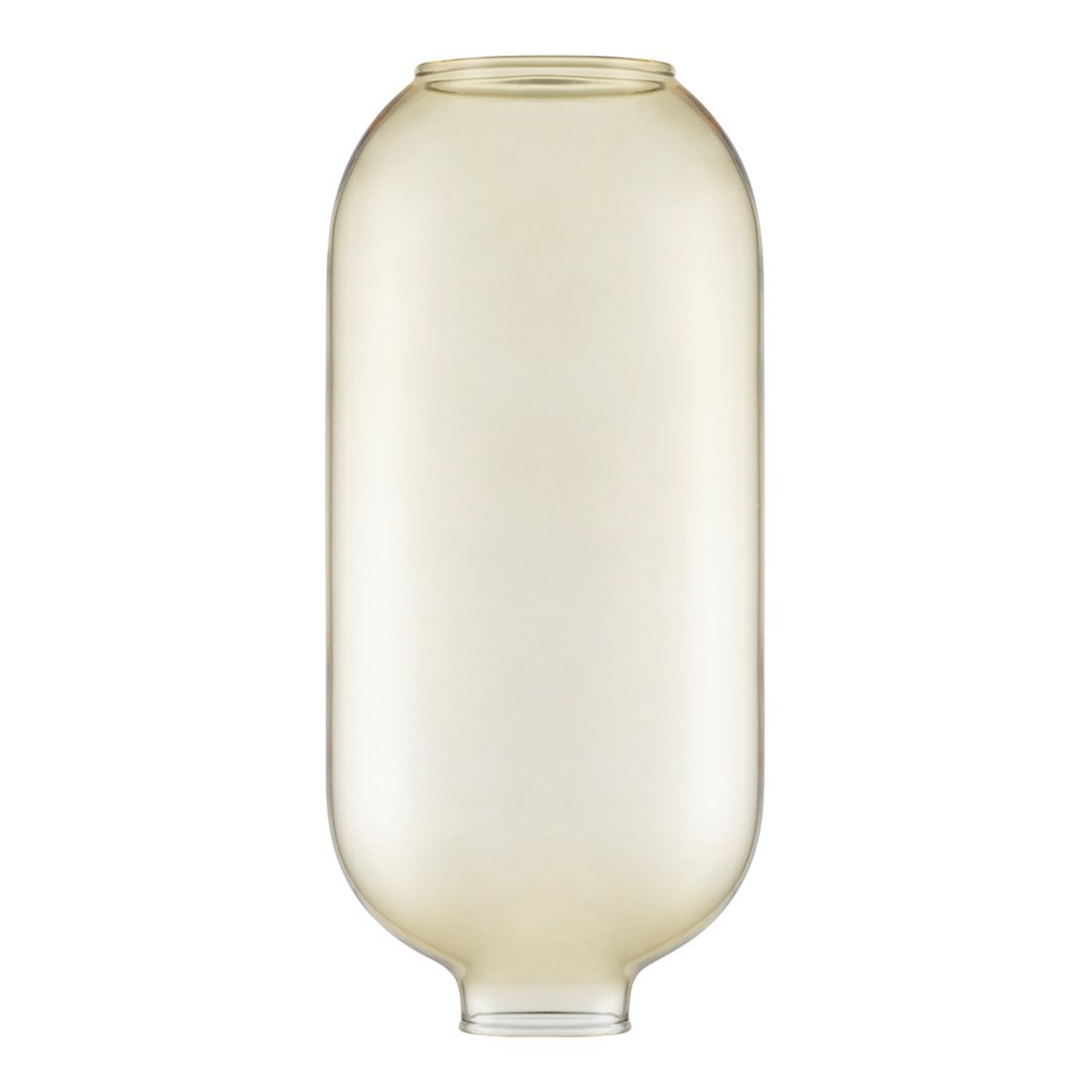 Translucent yellow glass vase with a smooth, rounded shape and minimalistic design. Perfect for modern decor.