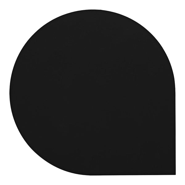 Black circular mat with a sleek, modern half-moon design. Perfect for minimalist decor.