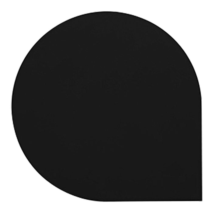 Black curved geometric shape on a white background, featuring a smooth matte finish.