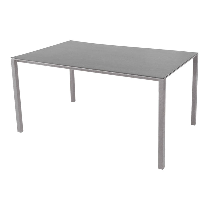 Gray rectangular table with a sleek, minimal design and smooth surface, perfect for modern interiors.