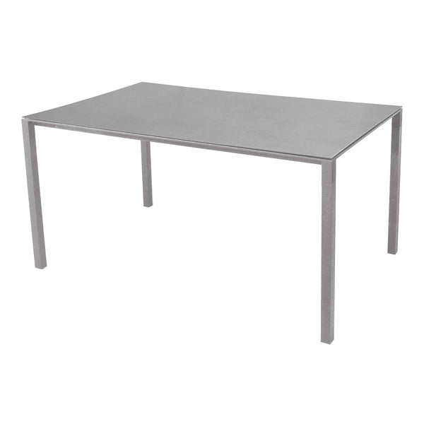 Modern rectangular table in sleek silver finish, featuring a minimalist design with a smooth surface and straight legs.