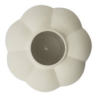 Light gray flower-shaped planters with a smooth, matte finish and subtle petal-like ridges. Perfect for modern decor.