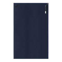 Solid navy blue fabric with a smooth texture, featuring minimalistic design and subtle metallic accents.