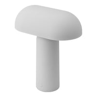 Minimalist mushroom-shaped lamp in soft matte white finish with smooth curves and a simple design. Ideal for modern decor.