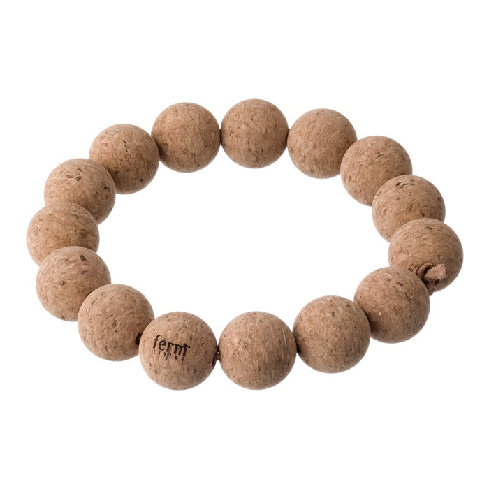 Natural beige cork bead bracelet with smooth, round beads and subtle texture, perfect for casual wear.