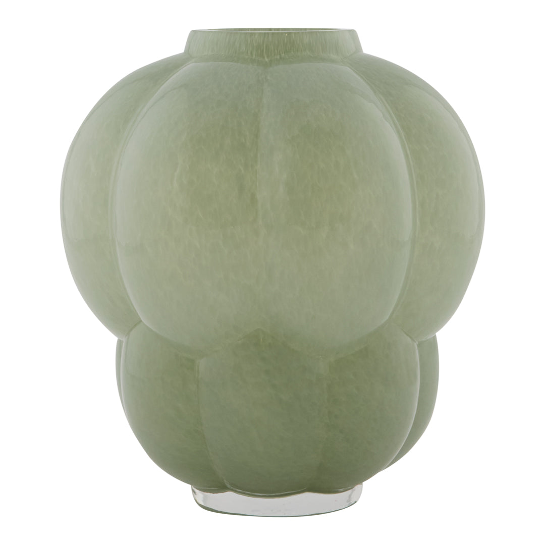 Green textured vase featuring a unique, rounded petal pattern for a modern aesthetic. Perfect for any decor.
