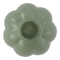 Green flower-shaped vase with a smooth, matte finish and subtle textured patterns. Perfect for modern decor.