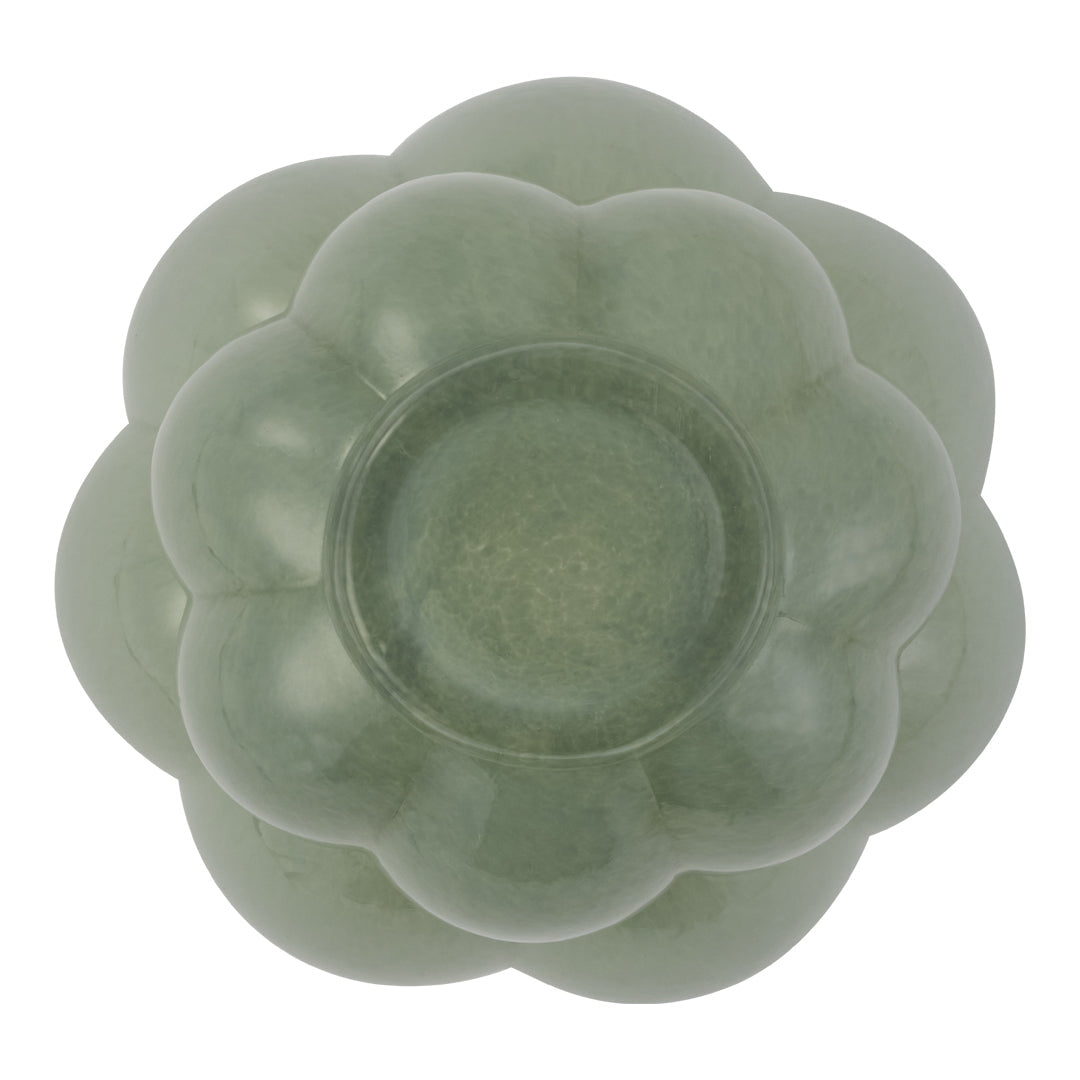 Light green flower-shaped bowl with smooth edges and subtle translucent patterns. Ideal for decorative use.