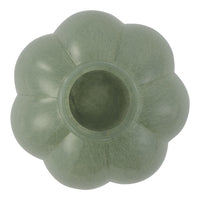 Green floral-shaped vase with a smooth finish and subtle texture, featuring a soft pastel hue.