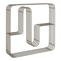 Modern geometric shelf in soft gray with clean lines and minimalist design, perfect for stylish decor.